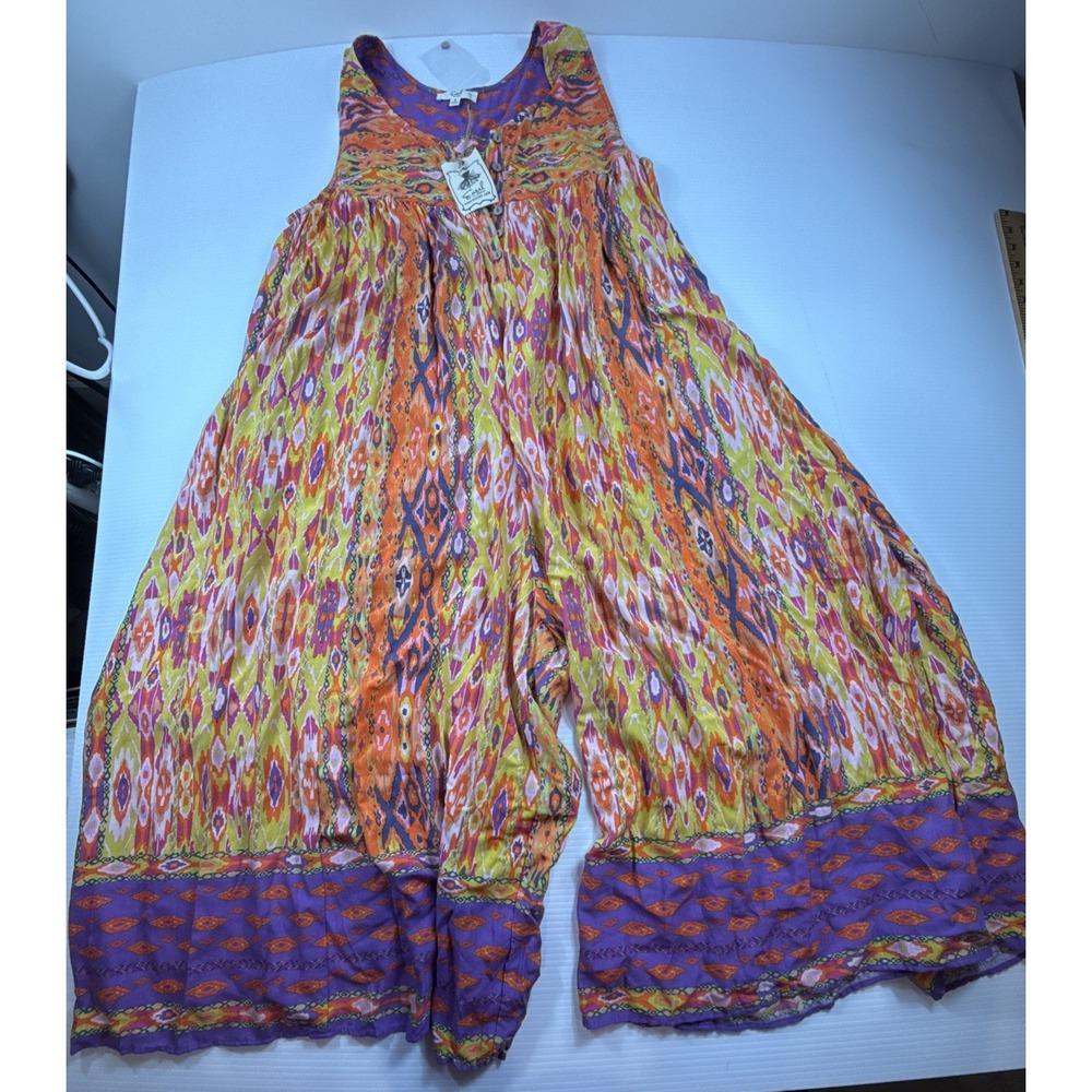 Easel lorelei jumper tangerine and purple print sleeveless S NWT